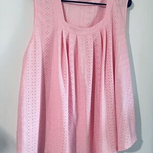 Pink Sleeveless Eyelet Top